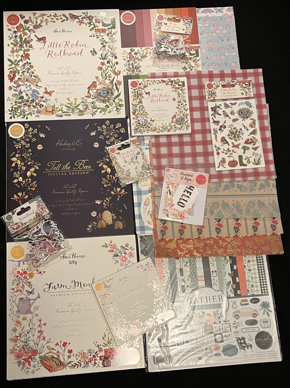 Flora Fauna and Gingham Scrapbooking Lot